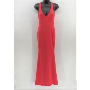 PUBLIC DESIRE Women's Pink Double Layer V-Neck Racerback Tank Maxi Dress SZ 8